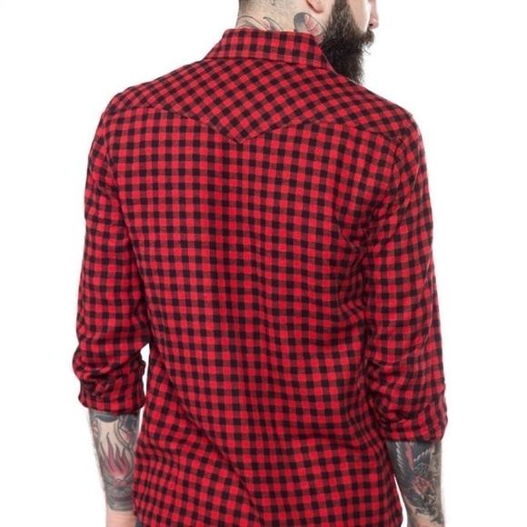 Kustom Kreeps Flannel Button down Shirt Size XXL - Picture 3 of 11